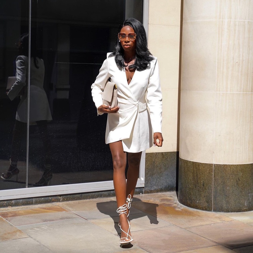 Zara Ecru Draped Blazer Dress - Picture 6 of 16